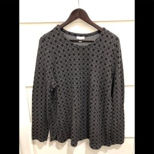 J. Jill Women's Size XL Ponte Knit Tunic Top 3/4 Sleeve Gray Black 253